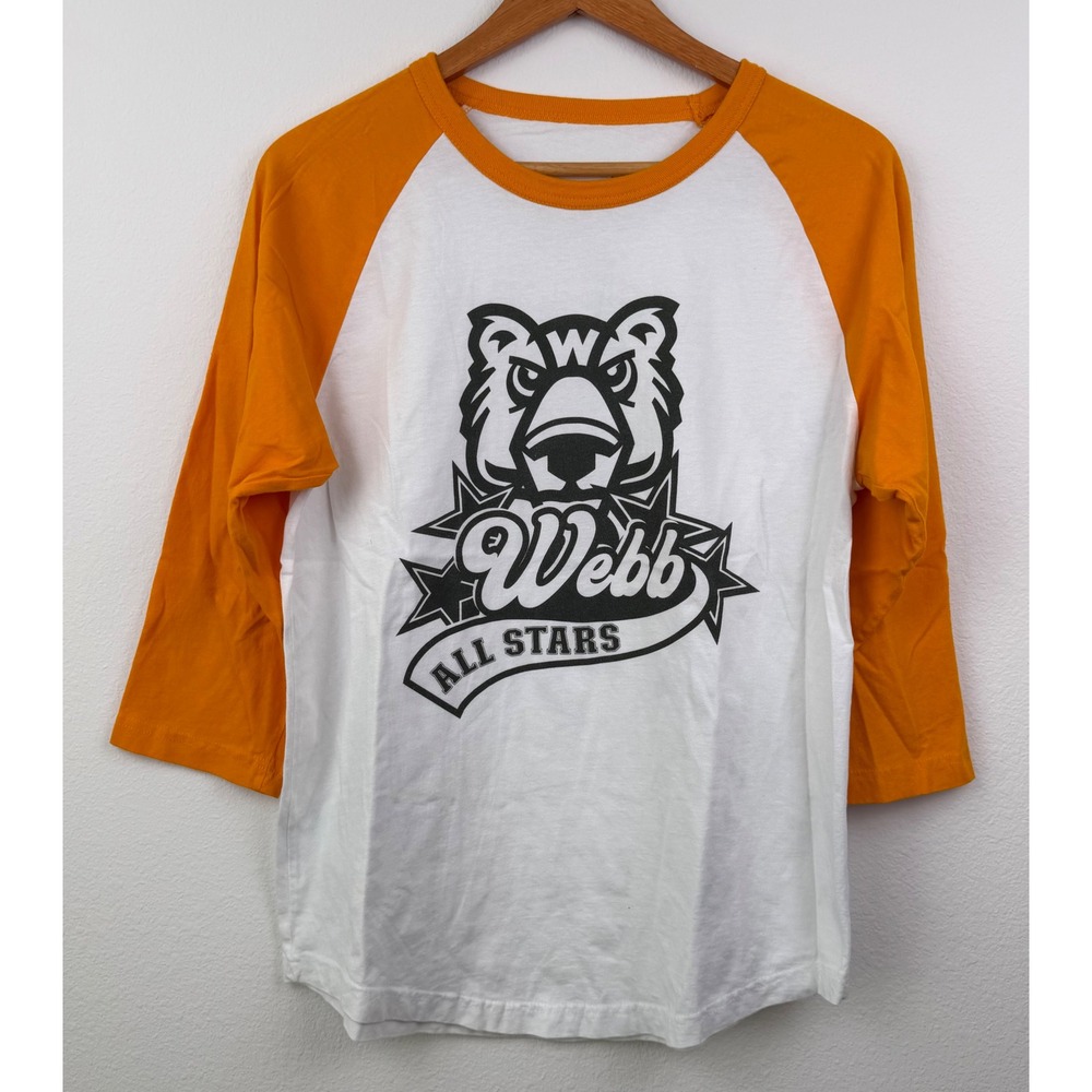 Sport-Tek Raglan Shirt Mens Small White Orange Excellent Webb All Stars Casual
